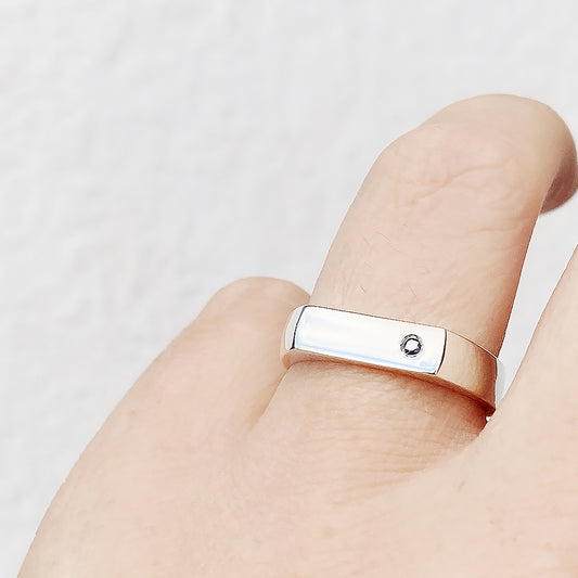 Logan, a Black Diamond Signet Ring - Victoria's Jewellery