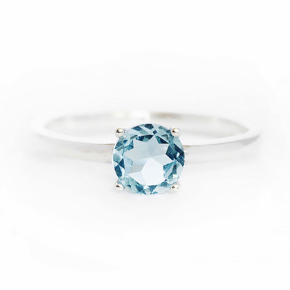 Lina, a Round cut Aquamarine Solitaire Ring - Victoria's Jewellery