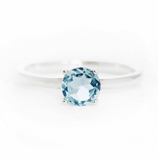 Lina, a Round cut Aquamarine Solitaire Ring - Victoria's Jewellery