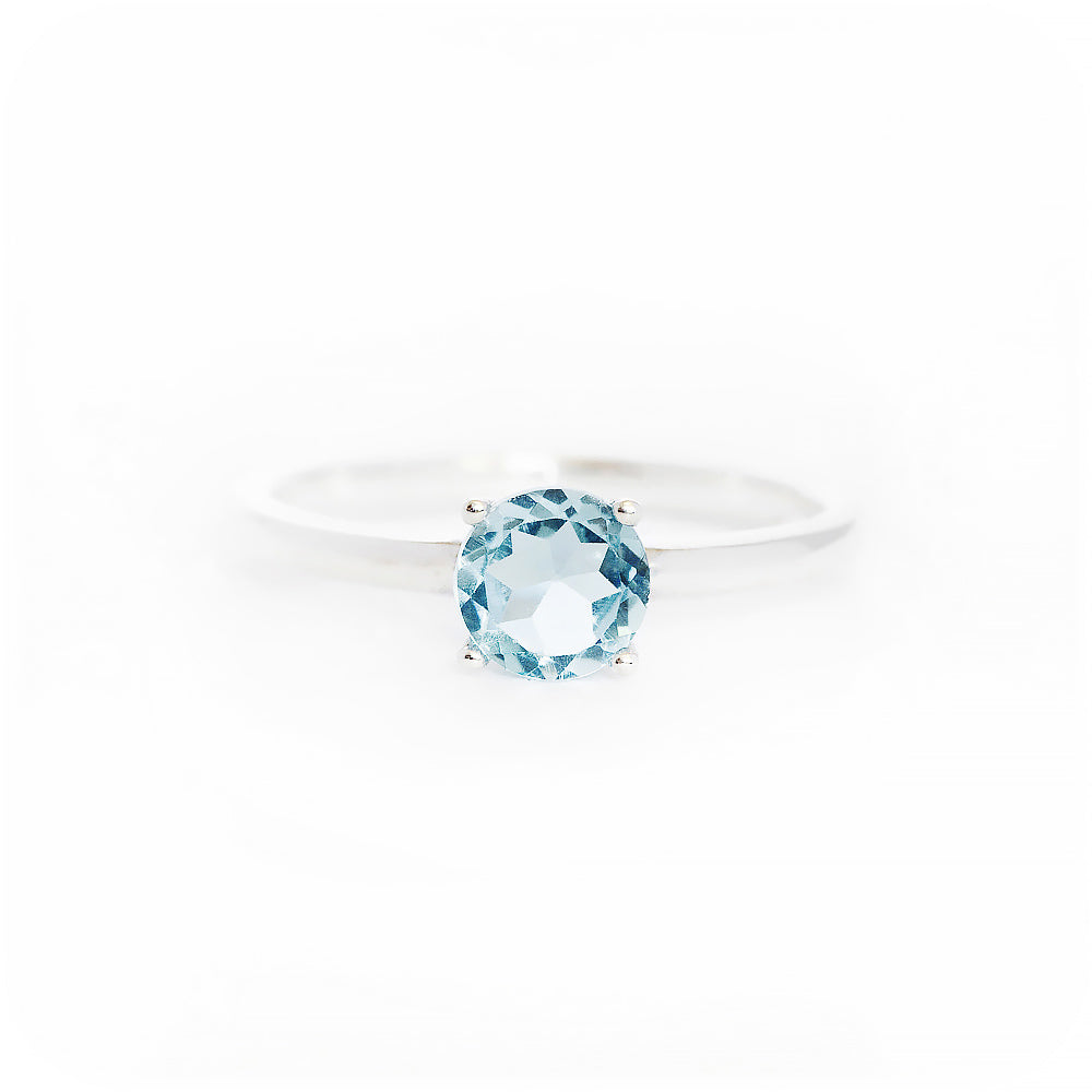 Round cut Aquamarine Solitaire Ring - Victoria's Jewellery