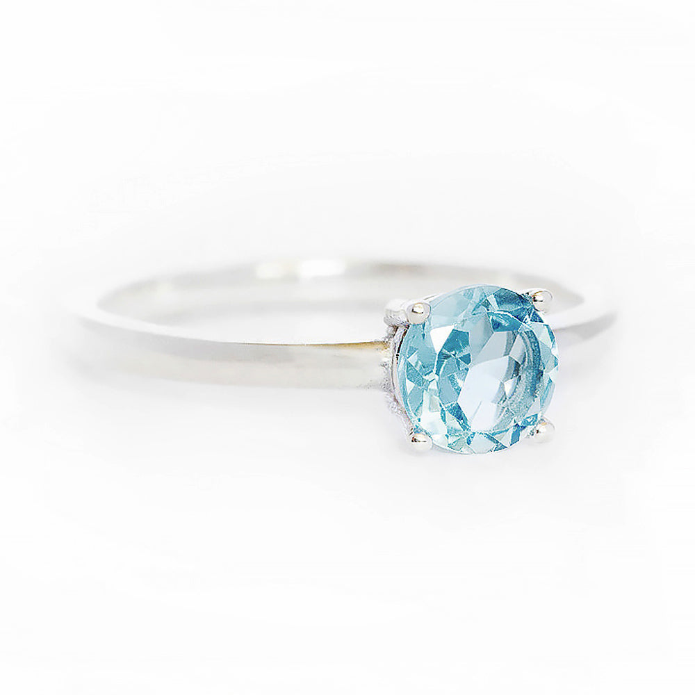 Lina, a Round cut Aquamarine Solitaire Ring - Victoria's Jewellery