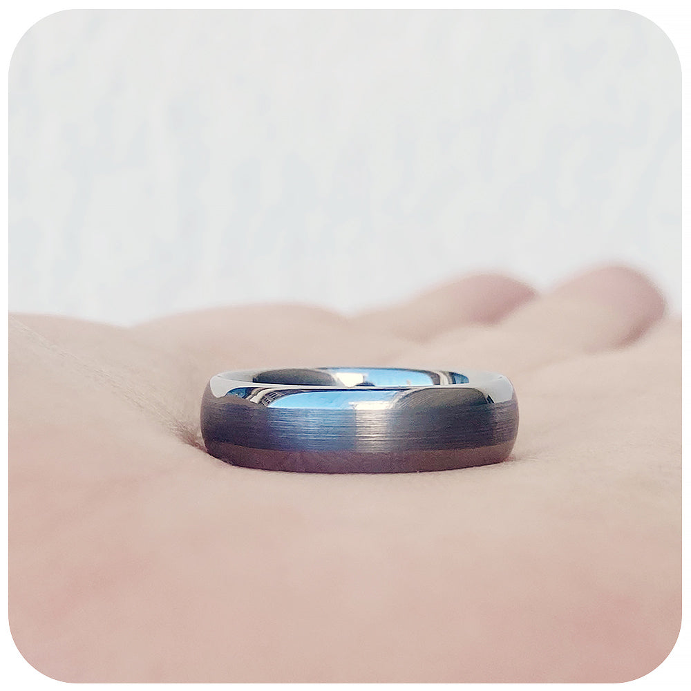 Silver Brushed Tungsten Mens Wedding Ring - Victoria's Jewellery