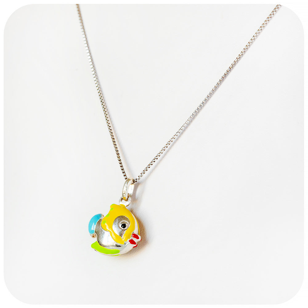Goldie, a Sterling Silver Enamelled Fish Necklace