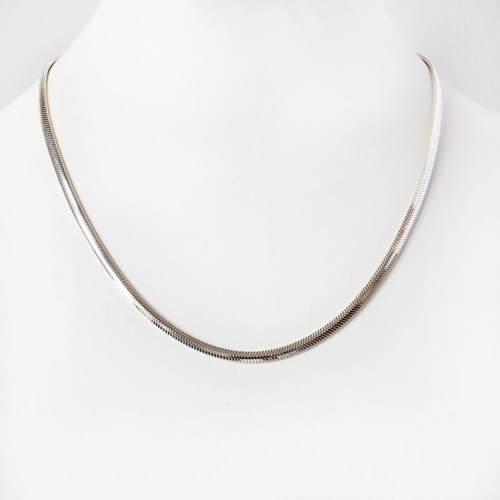 Flat Snake Chain in Sterling Silver - 45cm