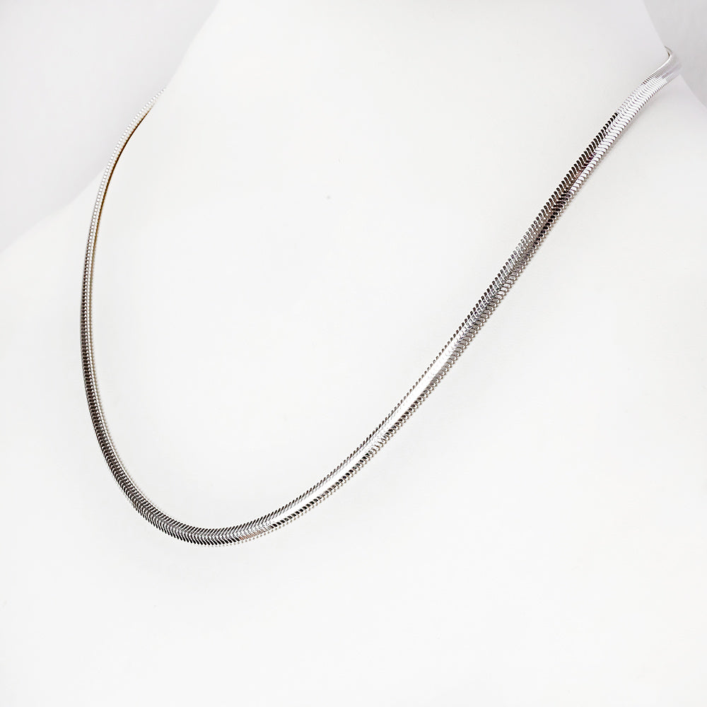 Flat Snake Chain in Sterling Silver - 45cm