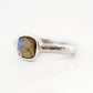 Cushion cut Labradorite Ring in Sterling Silver with a Hammered Band - Victoria's Jewellery