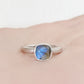 Cushion cut Labradorite Ring in Sterling Silver with a Hammered Band - Victoria's Jewellery