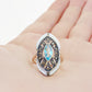 Blue Topaz and Mother of Pearl Shield Ring - Victoria's Jewellery