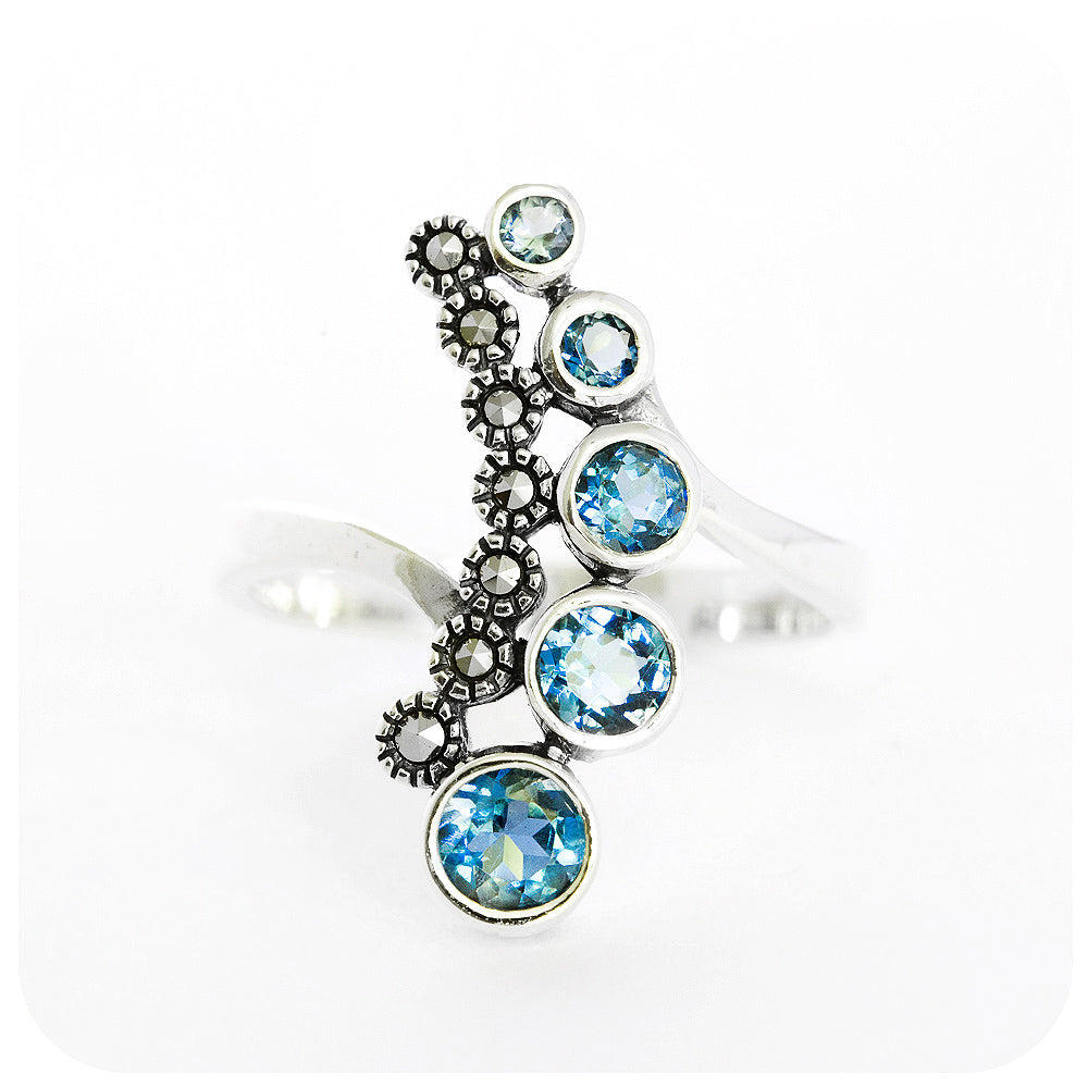 vintage inspired london blue topaz half eternity ring