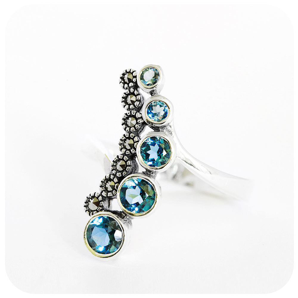 vintage inspired london blue topaz half eternity ring