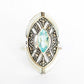 Blue Topaz and Mother of Pearl Shield Ring - Victoria's Jewellery