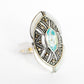 Blue Topaz and Mother of Pearl Shield Ring - Victoria's Jewellery
