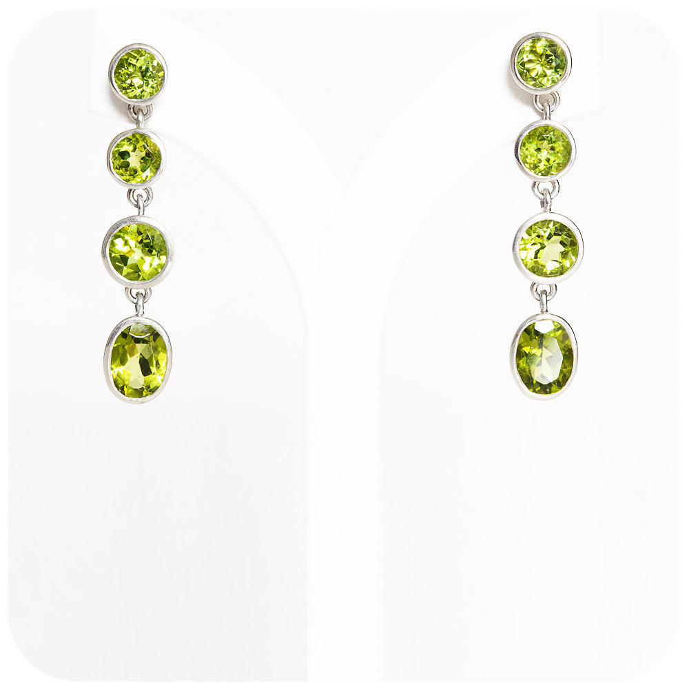 Drops of Green Peridot Earrings in Sterling Silver