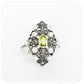 oval cut peridot and fresh water pearl vintage inspired ring