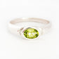Oval cut Peridot signet style ring in silver - Victoria's Jewellery