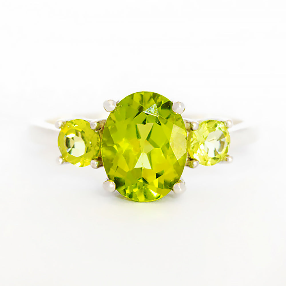 Hallie, a Peridot Trilogy Ring - Victoria's Jewellery
