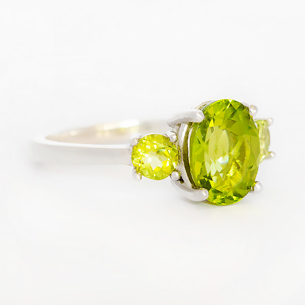 Hallie, a Peridot Trilogy Ring - Victoria's Jewellery