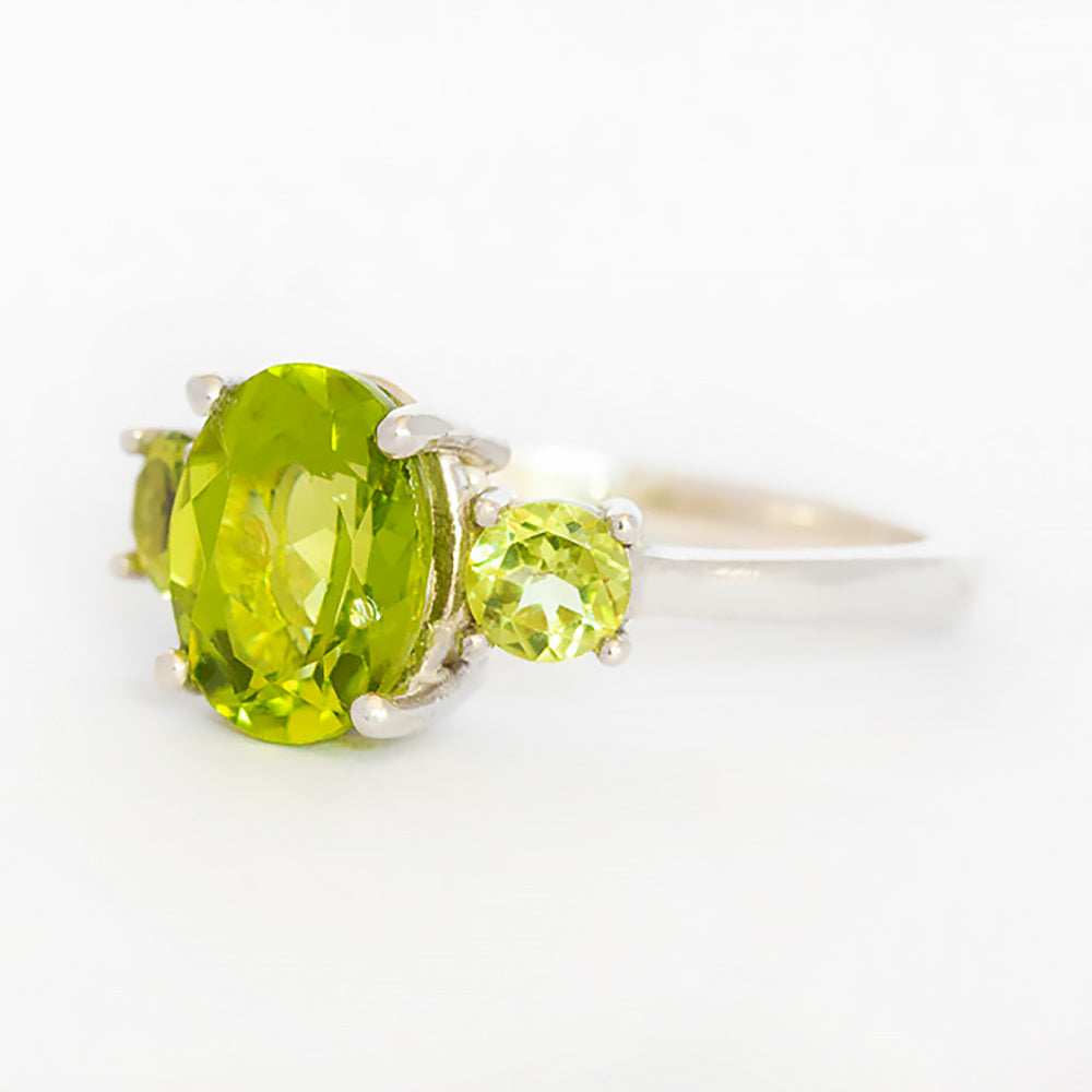 Hallie, a Peridot Trilogy Ring - Victoria's Jewellery