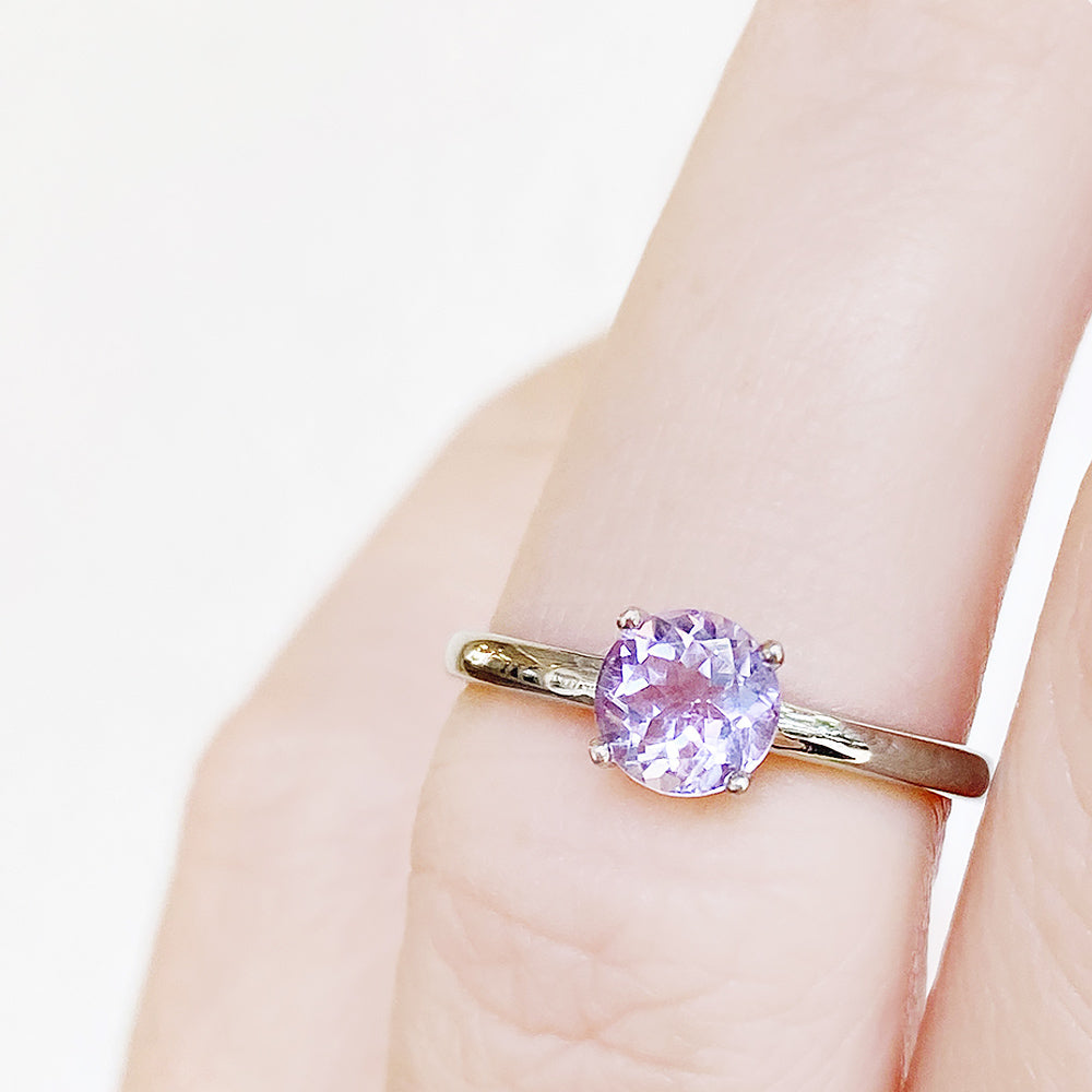 Lina, a Round cut Pink Amethyst Solitaire Ring - Victoria's Jewellery