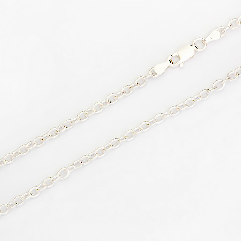 Textured Rolo Shiny Chain in Sterling Silver - 3mm - Victoria's Jewellery