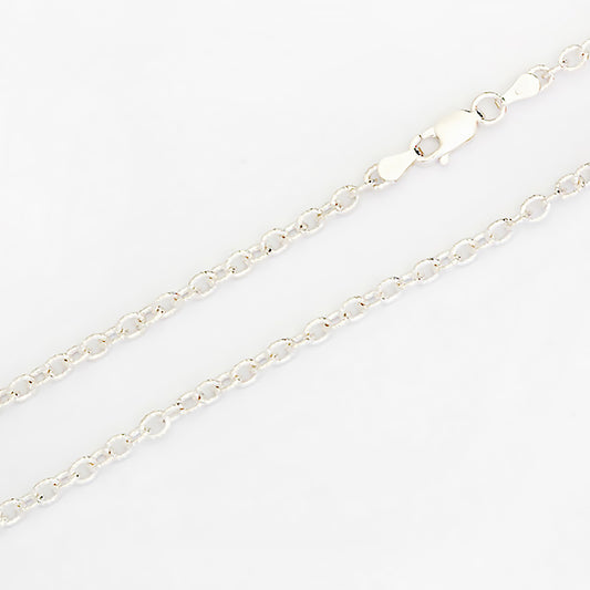 Textured Rolo Shiny Chain in Sterling Silver - 3mm - Victoria's Jewellery