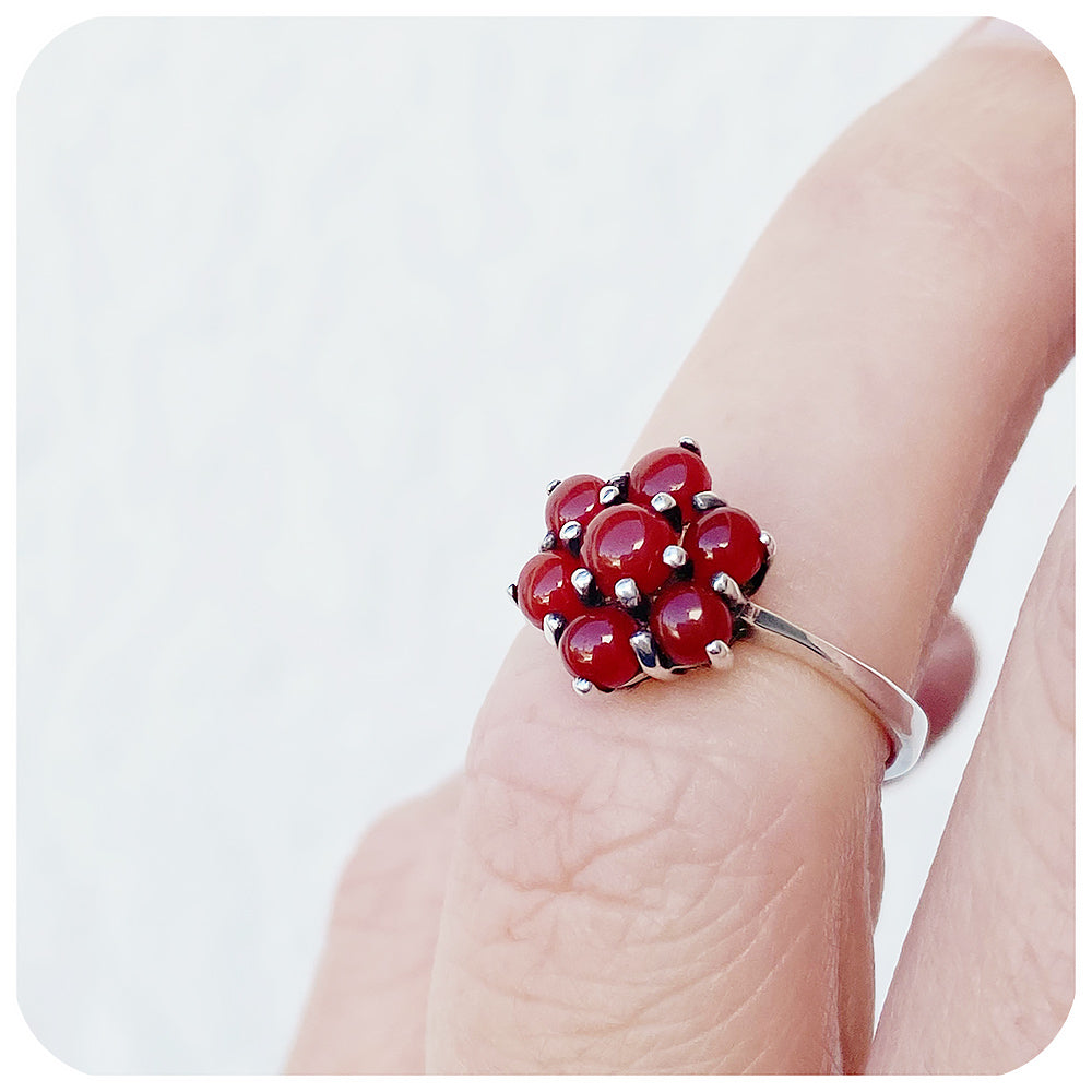 Carnelian Flower Ring - Victoria's Jewellery