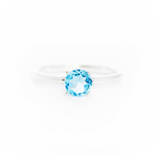 Round cut Swiss Blue Topaz Solitaire Ring - Victoria's Jewellery