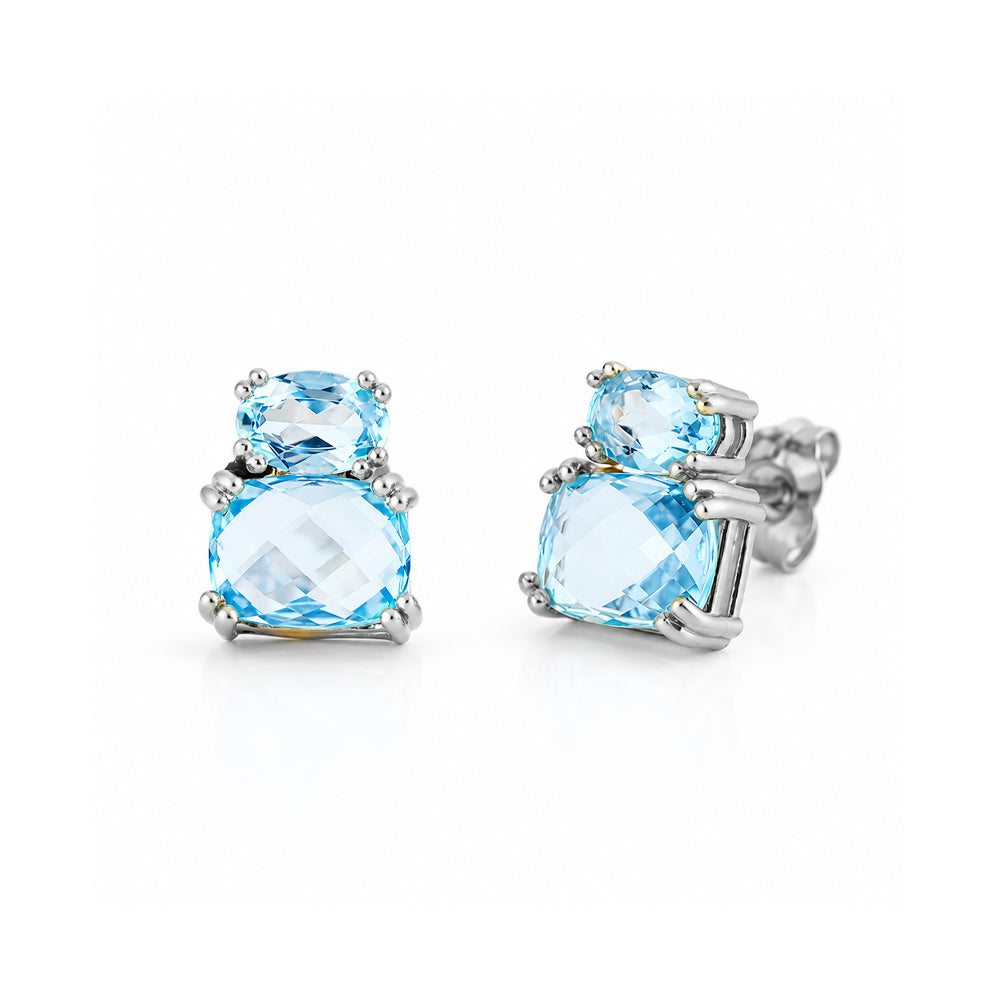 Charlotte, Sky Blue Topaz Stud Earring - Victoria's Jewellery