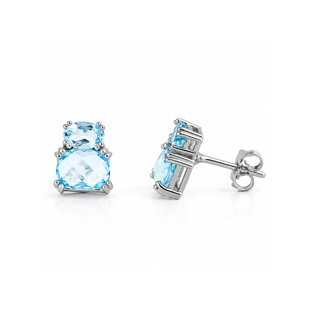 Charlotte, Sky Blue Topaz Stud Earring - Victoria's Jewellery