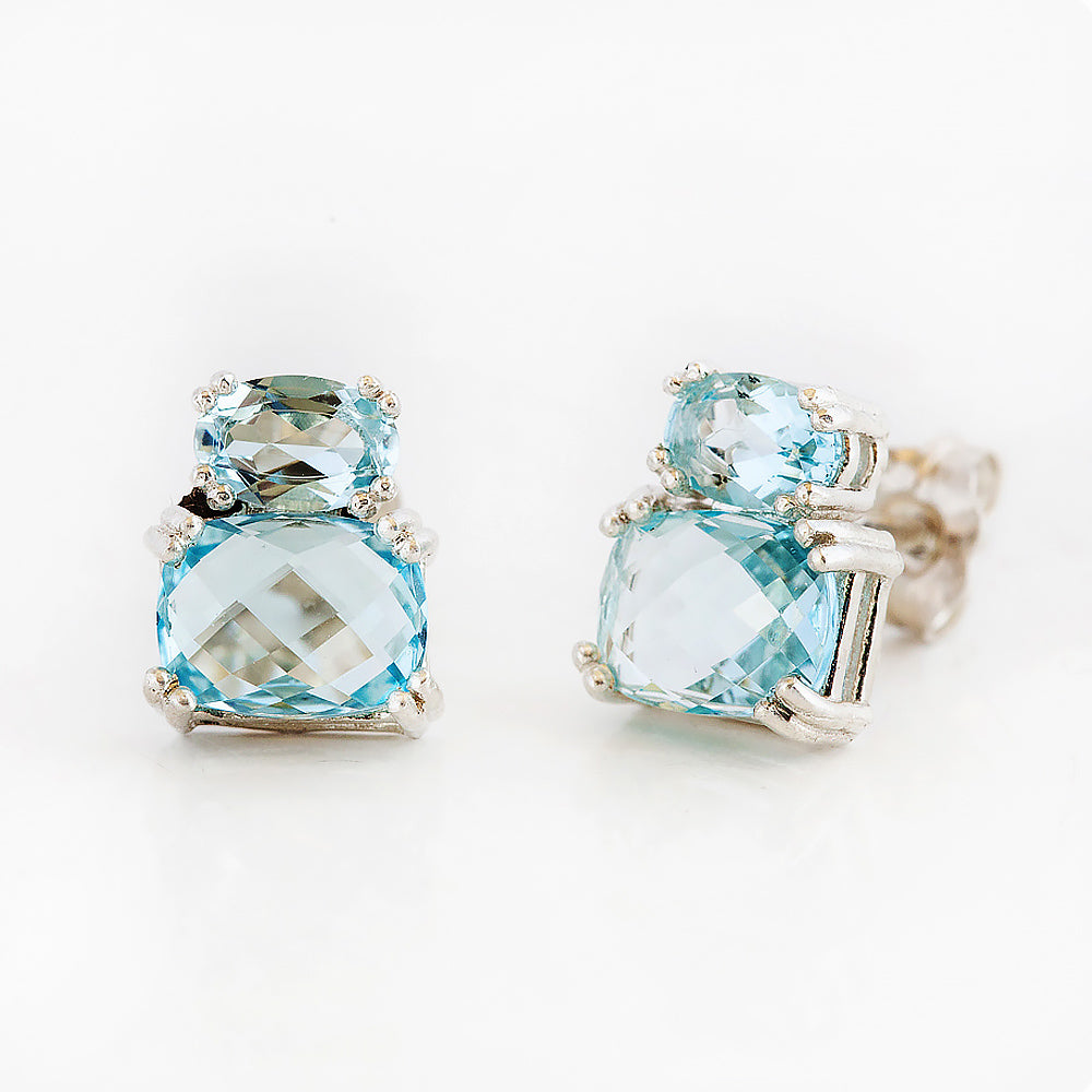 Charlotte, Sky Blue Topaz Stud Earring - Victoria's Jewellery