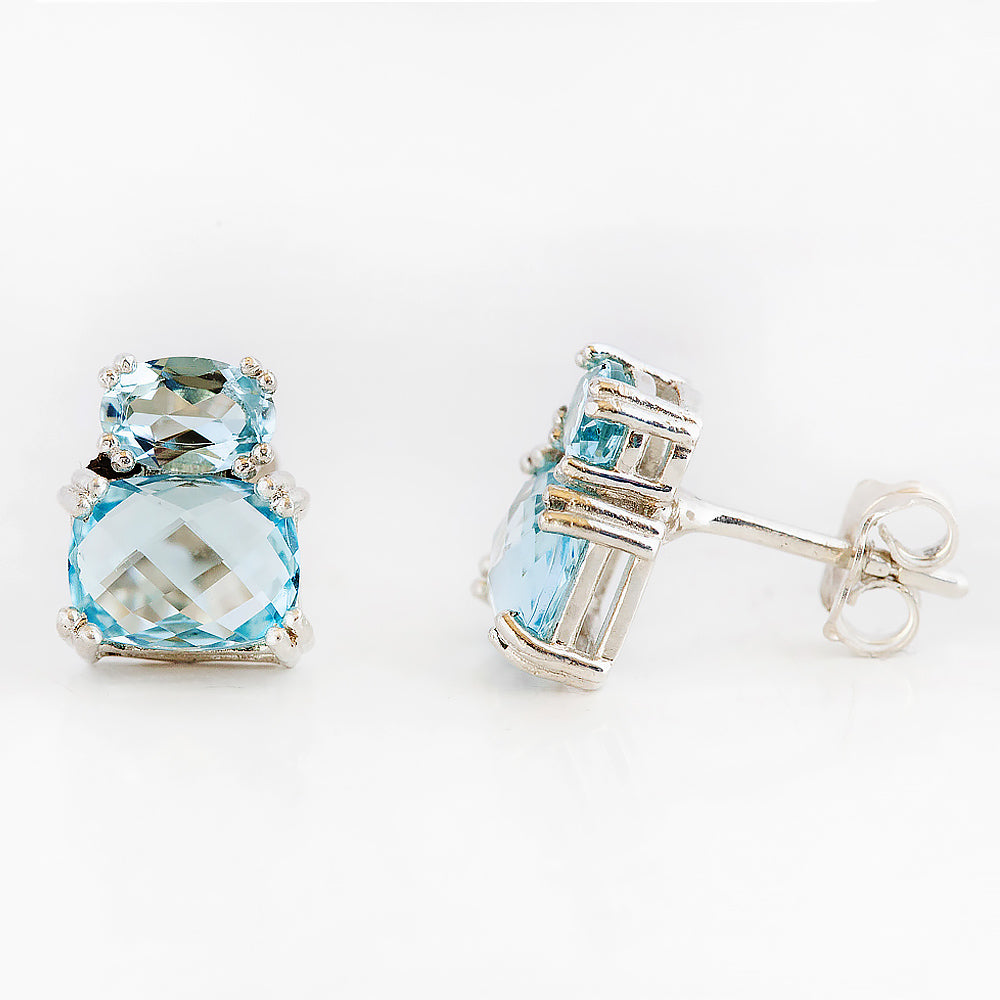 Charlotte, Sky Blue Topaz Stud Earring - Victoria's Jewellery