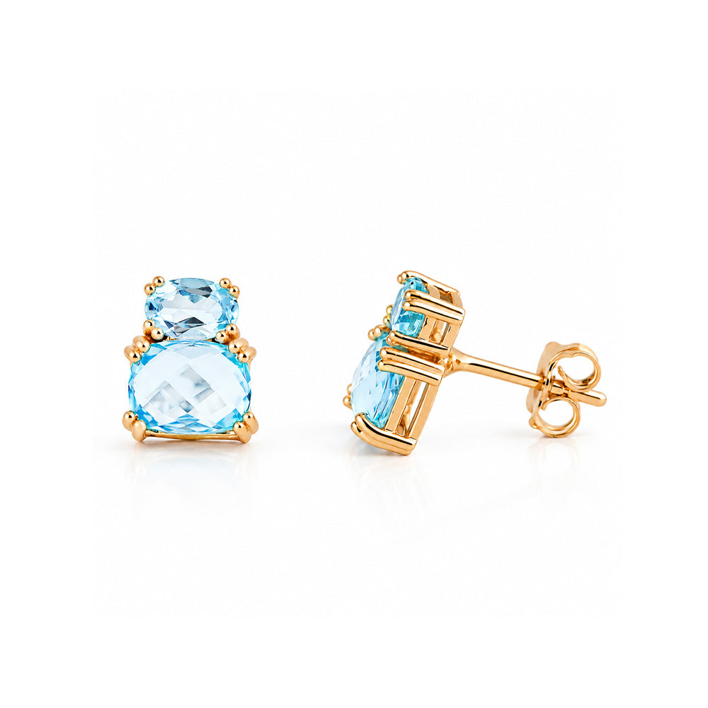 Charlotte, Sky Blue Topaz Stud Earring - Victoria's Jewellery