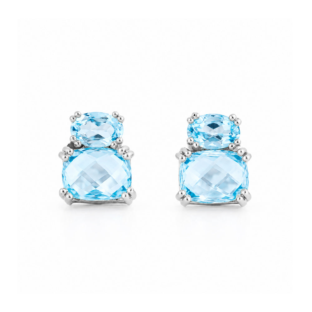 Charlotte, Sky Blue Topaz Stud Earring - Victoria's Jewellery