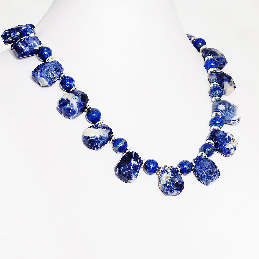 Spotted Sodalite and Lapis Lazuli Necklace - Victoria's Jewellery