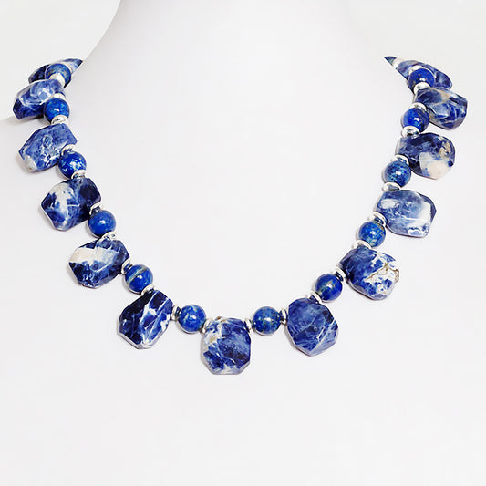 Spotted Sodalite and Lapis Lazuli Necklace - Victoria's Jewellery