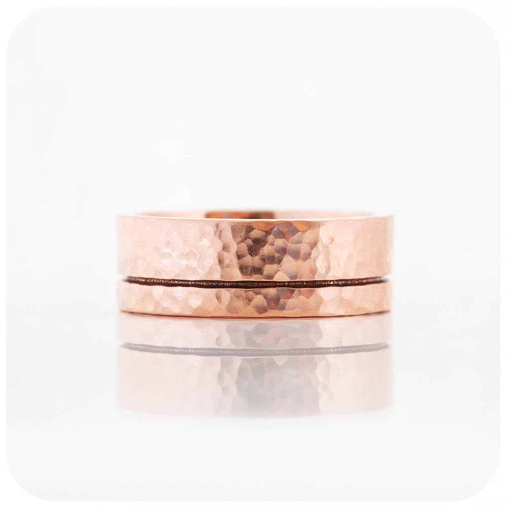 Angelo, a Solid Gold Grooved Mens Wedding Ring - Hammered