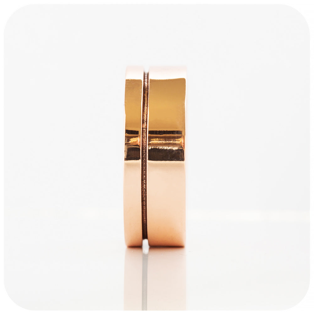 Angelo, a Solid Gold Grooved Mens Wedding Ring