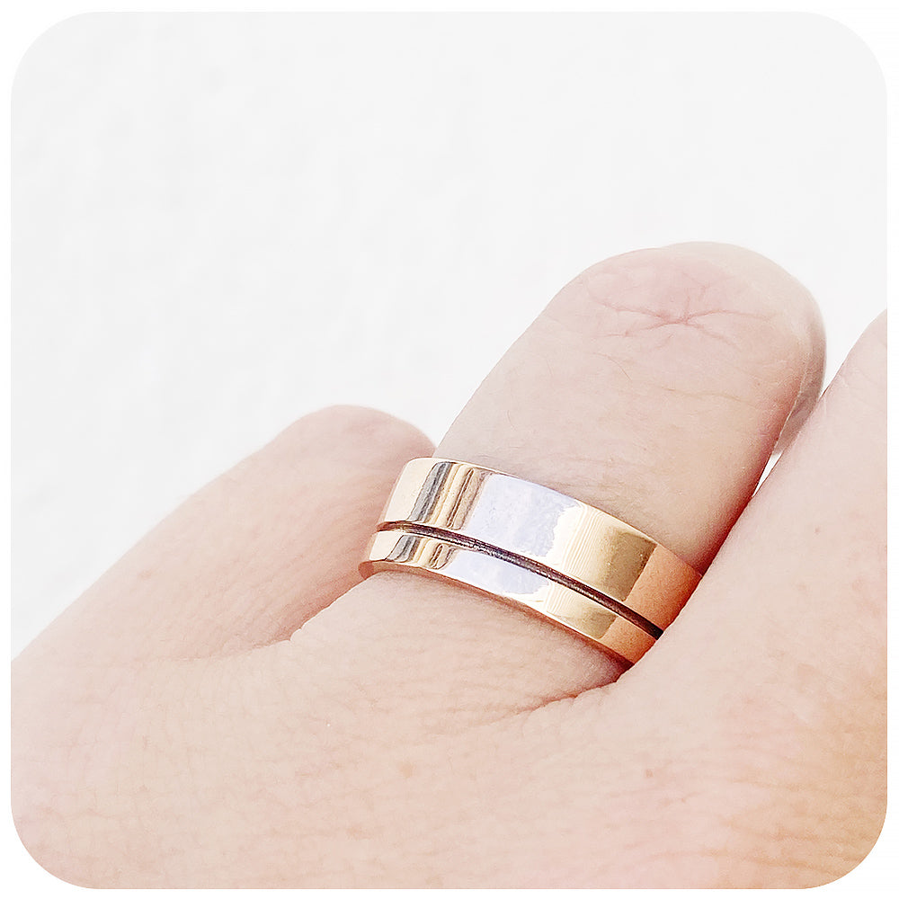 Angelo, a Solid Gold Grooved Mens Wedding Ring