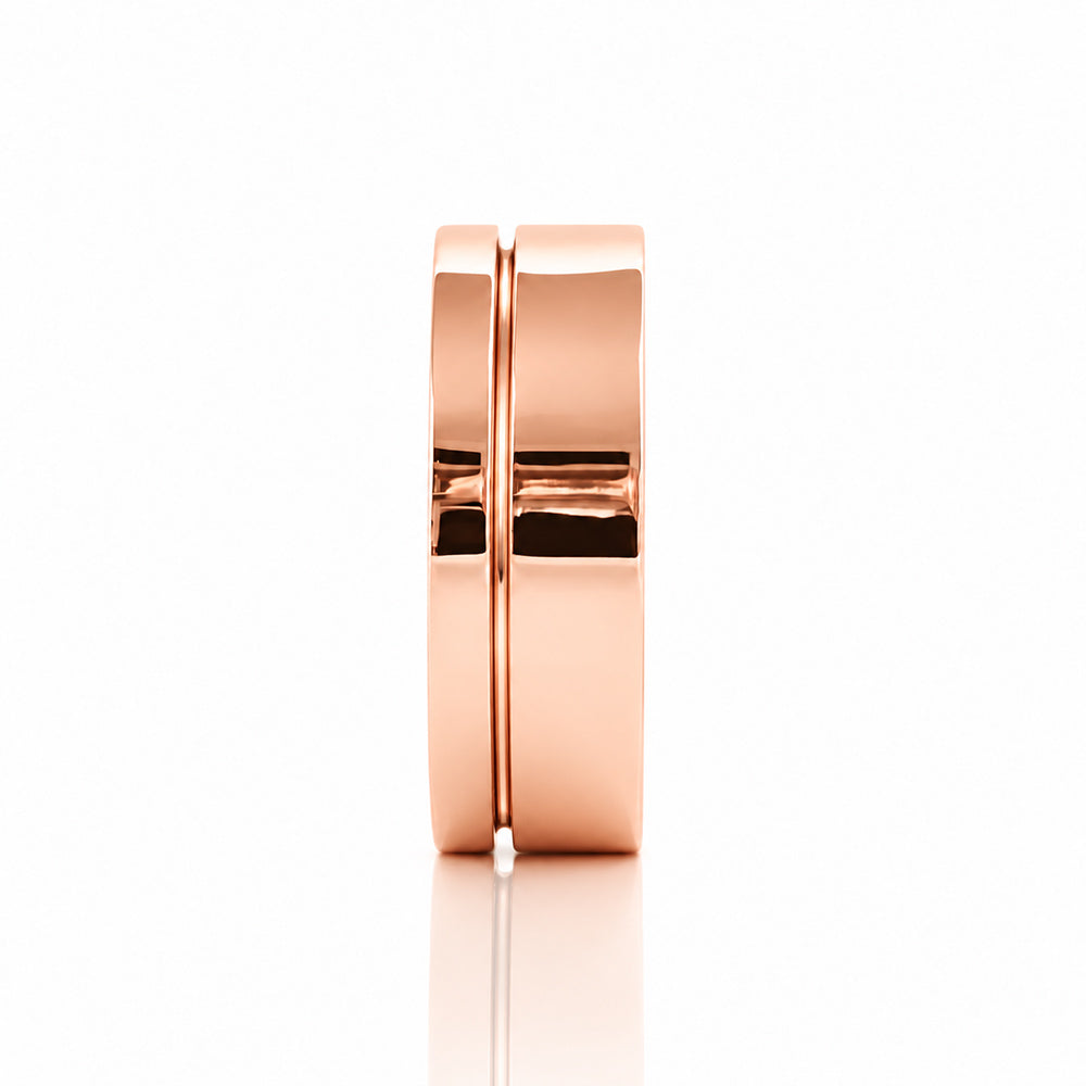 Angelo, Gold Grooved Mens Wedding Ring - Polished - Victoria's Jewellery