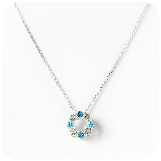 Circle of Life Necklace - Blue Topaz and Prasiolite