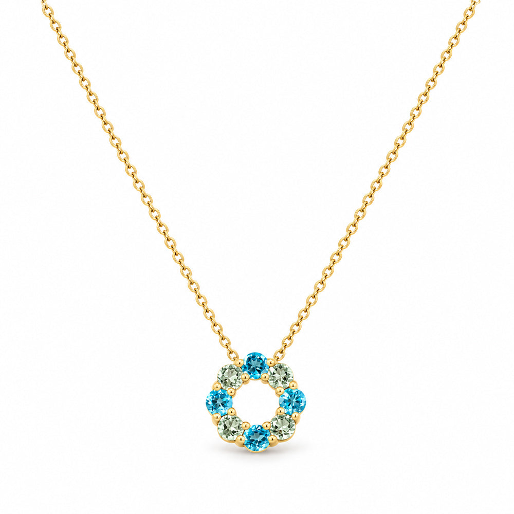 Circle of Life Necklace - Blue Topaz and Prasiolite