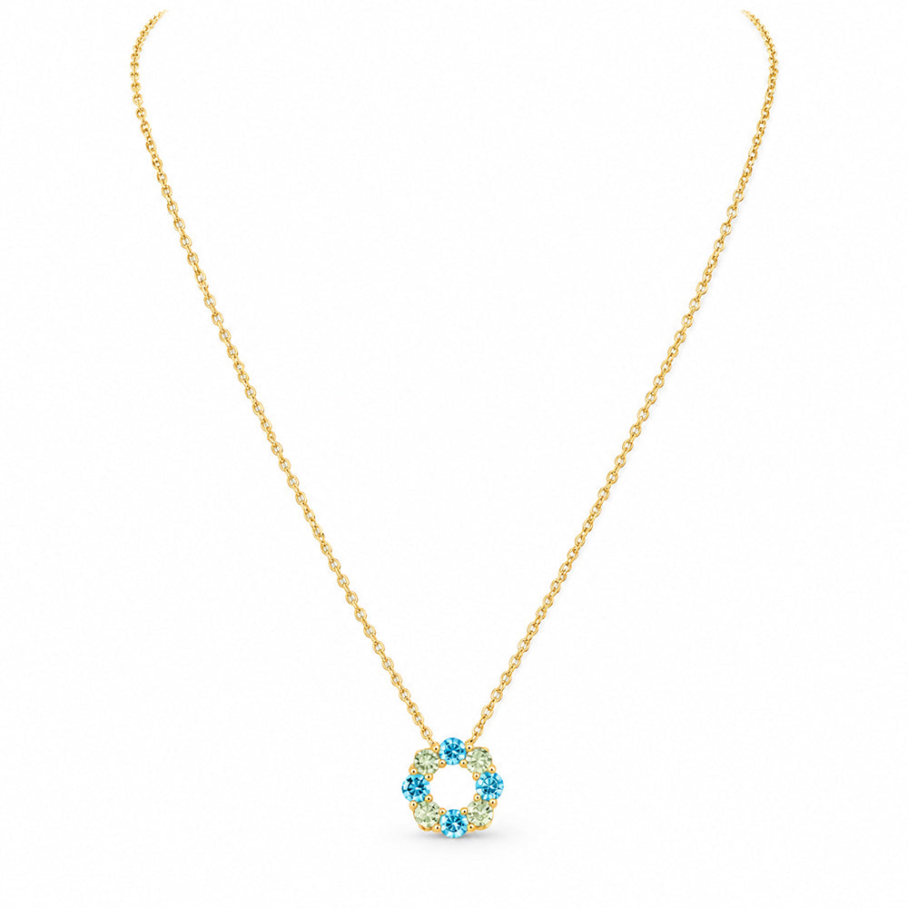 Circle of Life Necklace - Blue Topaz and Prasiolite