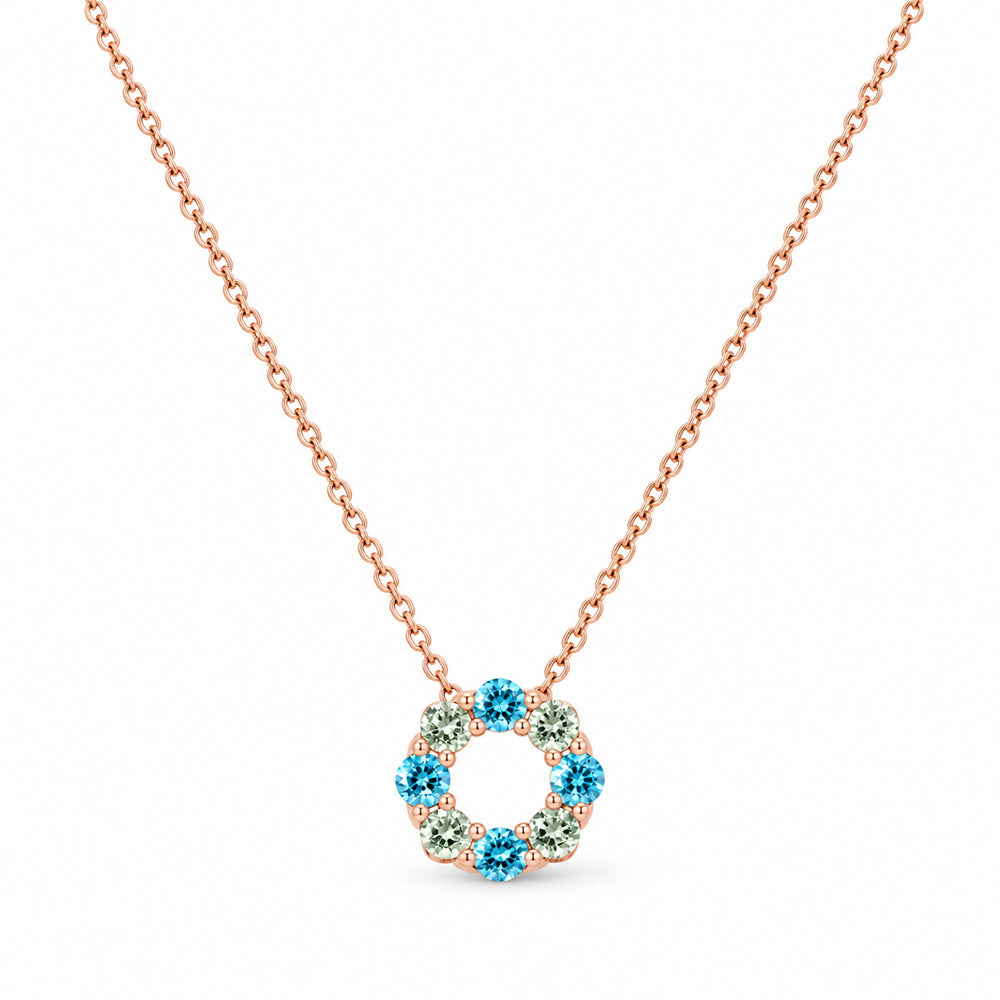 Circle of Life Necklace - Blue Topaz and Prasiolite