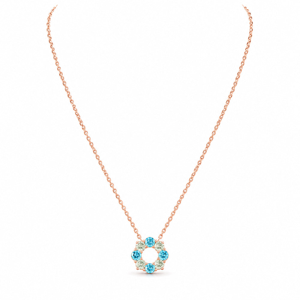 Circle of Life Necklace - Blue Topaz and Prasiolite