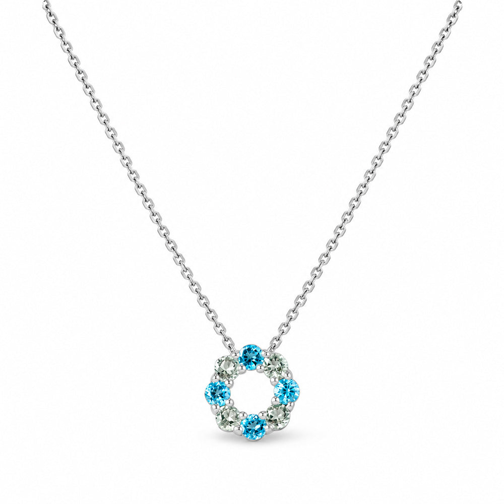 Circle of Life Necklace - Blue Topaz and Prasiolite