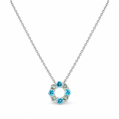 Circle of Life Necklace - Blue Topaz and Prasiolite