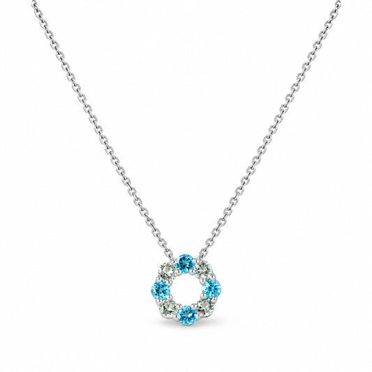 Circle of Life Necklace - Blue Topaz and Prasiolite