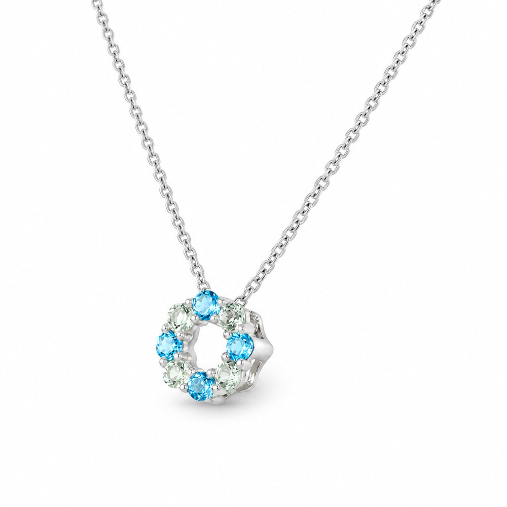 Circle of Life Necklace - Blue Topaz and Prasiolite