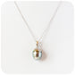 oval shaped black tahitian pearl pendant and chain