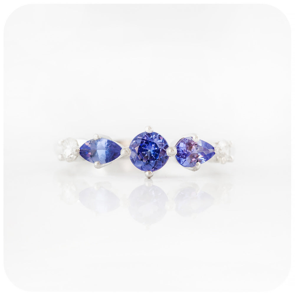 Tanzanite and Diamond half eternity anniversary ring- Victoria's Jewellery